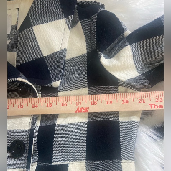 GAP Black and White Pea Coat Classic Buffalo Plaid - Picture 6 of 9